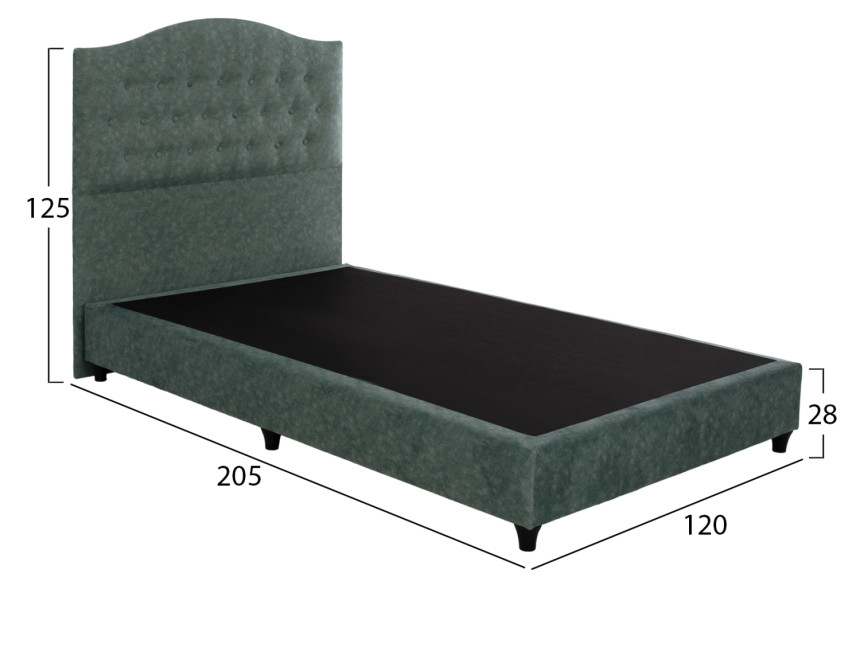 ΚΡΕΒΑΤΙ MALENA ΑΠΟ ΠΡΑΣΙΝΟ ΥΦΑΣΜΑ τύπου NUBUCK, HM647.27 ΓΙΑ ΣΤΡΩΜΑ 120x200 εκ.