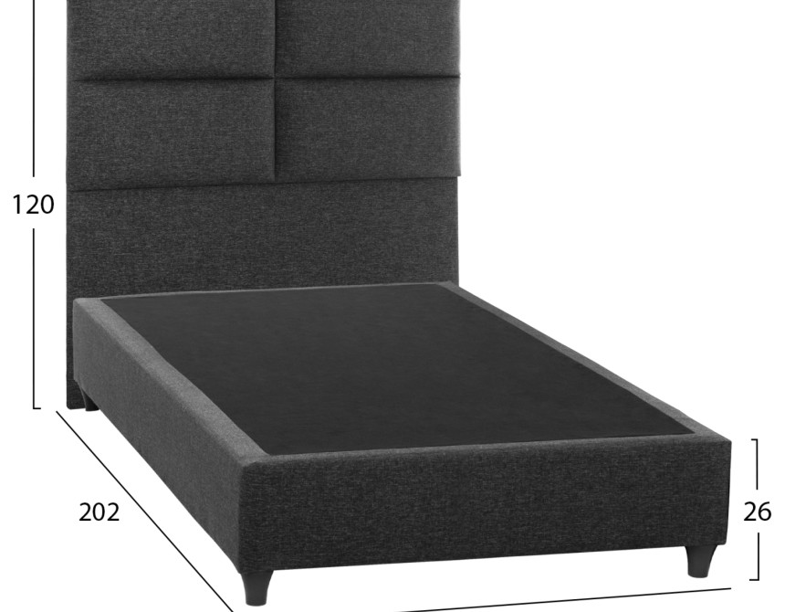 ΚΡΕΒΑΤΙ MILO ΑΠΟ ΓΚΡΙ ΥΦΑΣΜΑ HM646.01 ΓΙΑ ΣΤΡΩΜΑ 120x200 εκ.