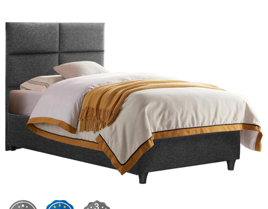 ΚΡΕΒΑΤΙ MILO ΑΠΟ ΓΚΡΙ ΥΦΑΣΜΑ HM652.01 ΓΙΑ ΣΤΡΩΜΑ 90x200 εκ.