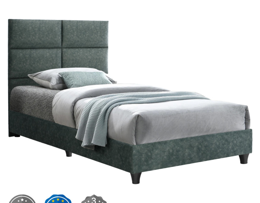 ΚΡΕΒΑΤΙ MILO ΑΠΟ ΠΡΑΣΙΝΟ ΥΦΑΣΜΑ τύπου NUBUCK HM652.27 ΓΙΑ ΣΤΡΩΜΑ 90x200 εκ.
