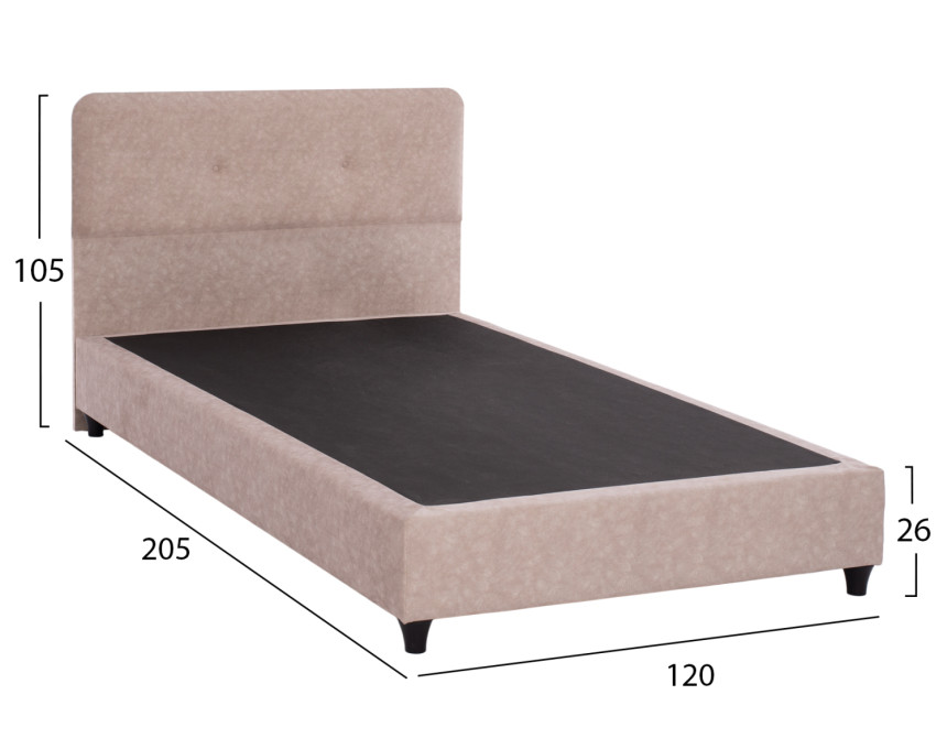 ΚΡΕΒΑΤΙ HM648.22 DOLORES, ΜΠΕΖ ΥΦΑΣΜΑ τ.NUBUCK, 120x200 εκ.