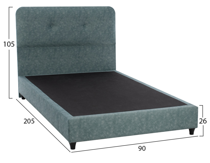 ΚΡΕΒΑΤΙ DOLORES ΑΠΟ ΥΦΑΣΜΑ LIGHT GREEN HM649.27 ΓΙΑ ΣΤΡΩΜΑ 90x200 εκ.