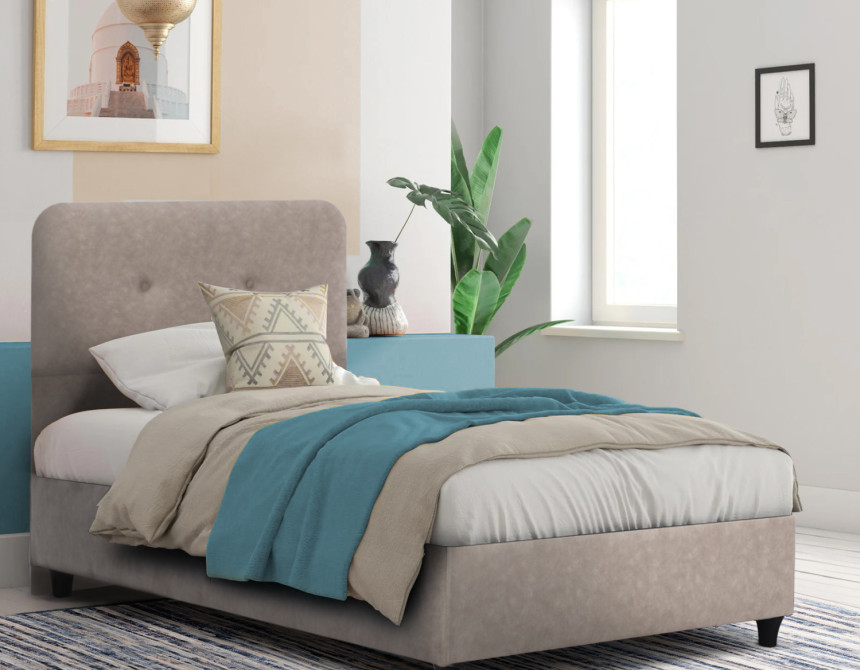 ΚΡΕΒΑΤΙ DOLORES ΜΠΕΖ ΥΦΑΣΜΑ HM649.22 ΓΙΑ ΣΤΡΩΜΑ 90x200 εκ.
