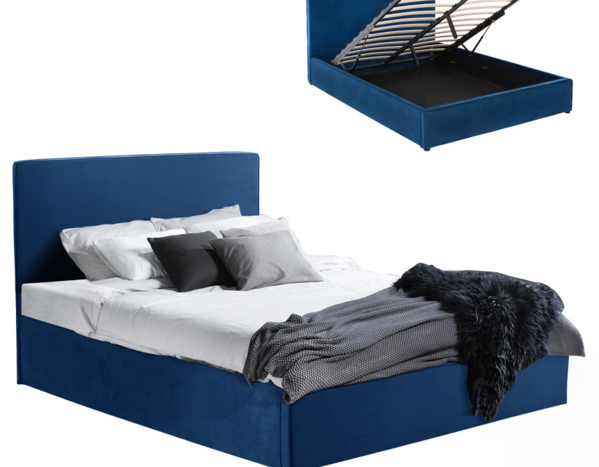 ΚΡΕΒΑΤΙ ALLIE HM584.18 160Χ200 ΜΕ ΑΠΟΘΗΚΕΥΤΙΚΟ ΧΩΡΟ-ΜΠΛΕ ΒΕΛΟΥΔΟ