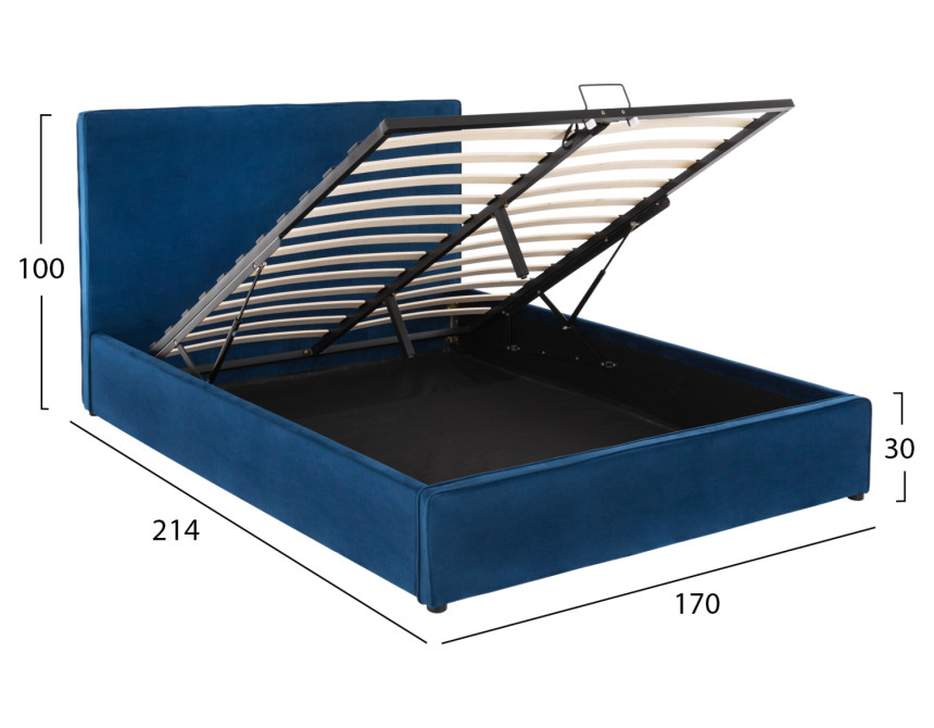ΚΡΕΒΑΤΙ ALLIE HM584.18 160Χ200 ΜΕ ΑΠΟΘΗΚΕΥΤΙΚΟ ΧΩΡΟ-ΜΠΛΕ ΒΕΛΟΥΔΟ