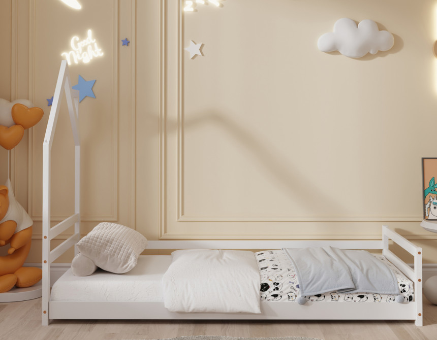 ΚΡΕΒΑΤΙ ΠΑΙΔΙΚΟ HOUSER HM676.03 τ.MONTESSORI ΞΥΛΟ ΠΕΥΚΟ ΛΕΥΚΟ- 190x90εκ