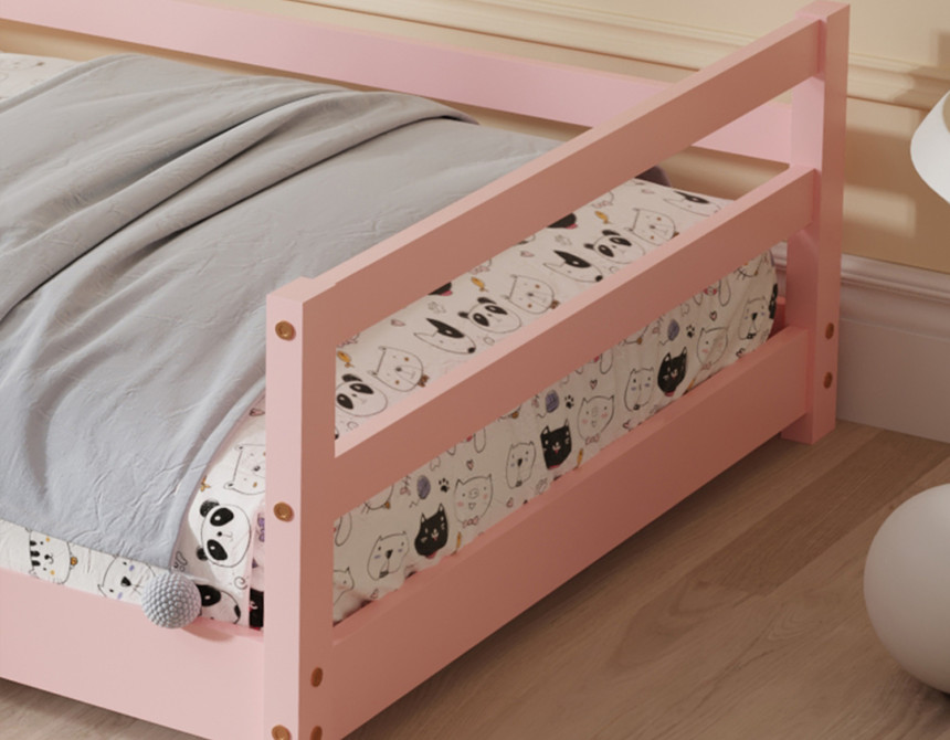 ΚΡΕΒΑΤΙ ΠΑΙΔΙΚΟ HOUSER HM676.06 τ.MONTESSORI ΞΥΛΟ ΠΕΥΚΟ ΡΟΖ- 190x90εκ