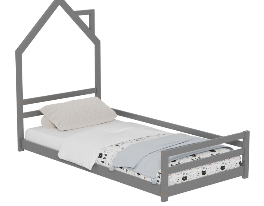 ΚΡΕΒΑΤΙ ΠΑΙΔΙΚΟ HOUSER HM676.05 τ.MONTESSORI ΞΥΛΟ ΠΕΥΚΟ ΓΚΡΙ- 190x90εκ