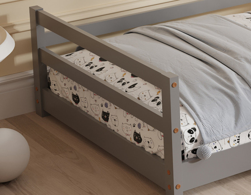ΚΡΕΒΑΤΙ ΠΑΙΔΙΚΟ HOUSER HM676.05 τ.MONTESSORI ΞΥΛΟ ΠΕΥΚΟ ΓΚΡΙ- 190x90εκ