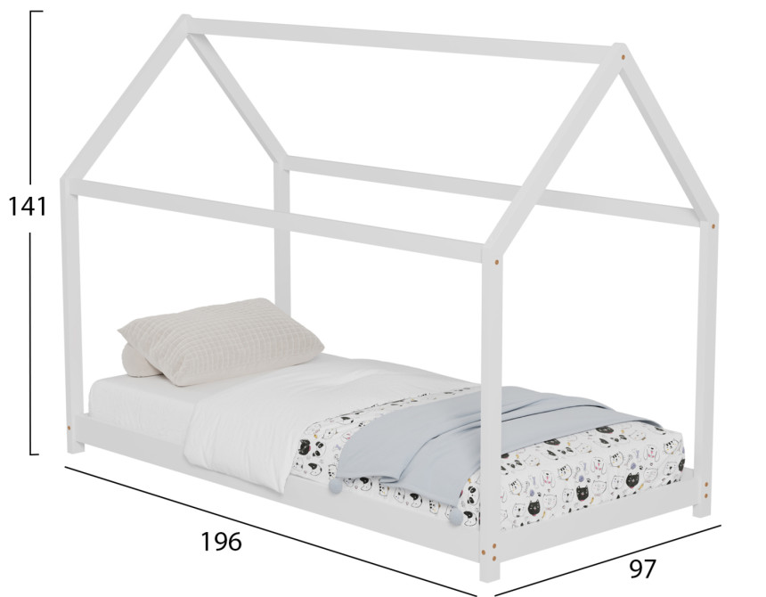 ΚΡΕΒΑΤΙ ΠΑΙΔΙΚΟ PEPE HM677.03 τ.MONTESSORI ΞΥΛΟ ΠΕΥΚΟ ΛΕΥΚΟ- 190x90εκ