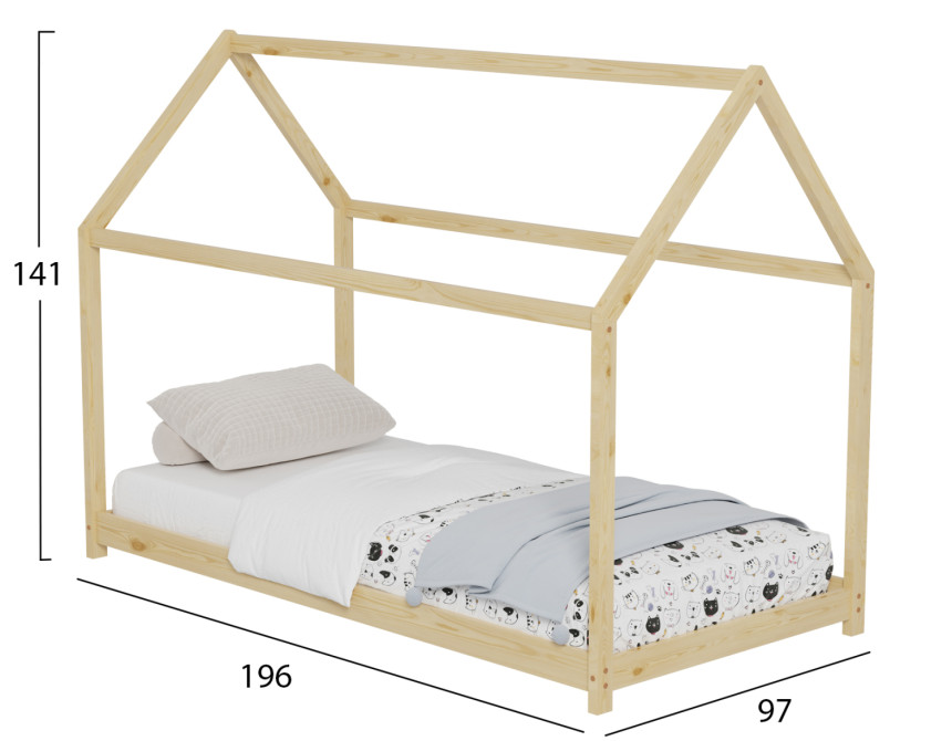 ΚΡΕΒΑΤΙ ΠΑΙΔΙΚΟ PEPE HM677.01 τ.MONTESSORI ΞΥΛΟ ΠΕΥΚΟ ΦΥΣΙΚΟ- 190x90εκ