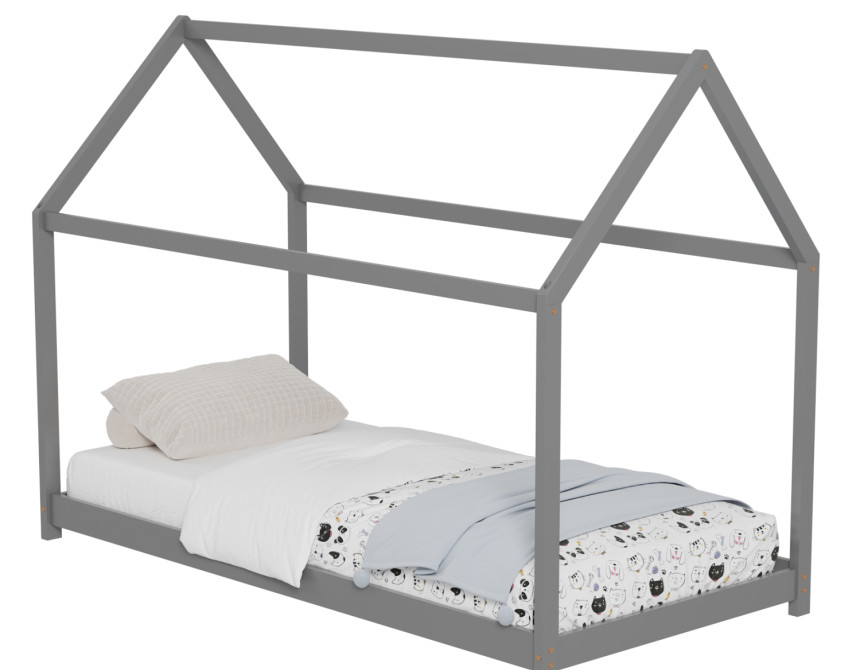 ΚΡΕΒΑΤΙ ΠΑΙΔΙΚΟ PEPE HM677.05 τ.MONTESSORI ΞΥΛΟ ΠΕΥΚΟ ΓΚΡΙ- 190x90εκ