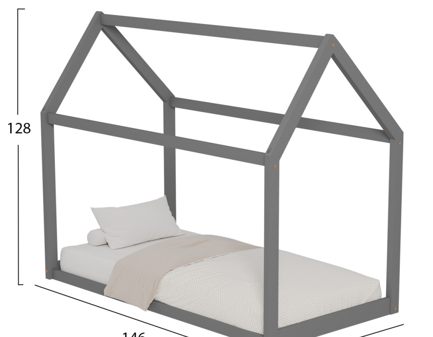 ΚΡΕΒΑΤΙ ΠΑΙΔΙΚΟ PEPE HM678.05 τ.MONTESSORI ΞΥΛΟ ΠΕΥΚΟ ΓΚΡΙ- 140x70εκ