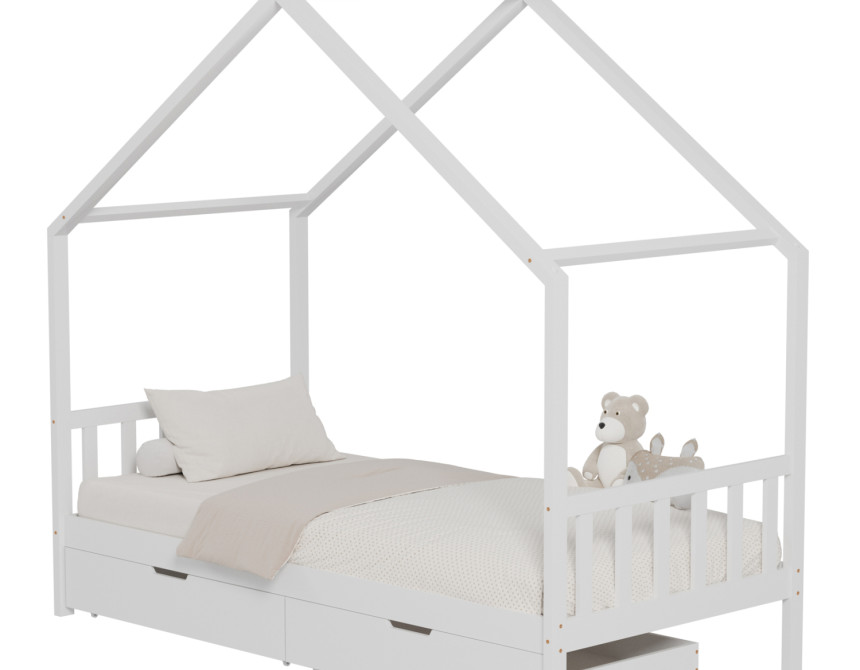 ΚΡΕΒΑΤΙ ΠΑΙΔΙΚΟ KLARICE HM680.03 τ.MONTESSORI-2 ΣΥΡΤΑΡΙΑ-ΞΥΛΟ ΠΕΥΚΟΥ ΛΕΥΚΟ-190x90εκ