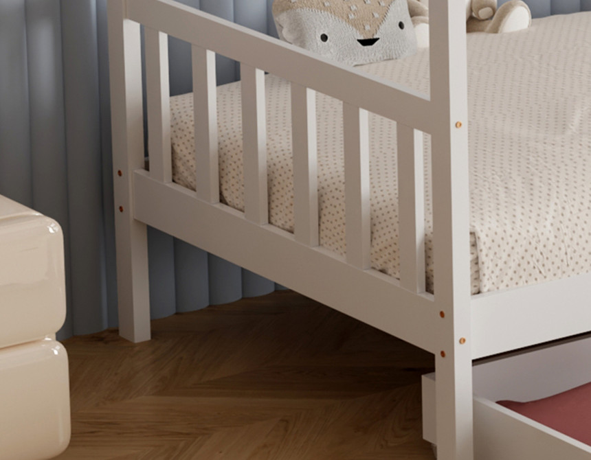 ΚΡΕΒΑΤΙ ΠΑΙΔΙΚΟ KLARICE HM680.03 τ.MONTESSORI-2 ΣΥΡΤΑΡΙΑ-ΞΥΛΟ ΠΕΥΚΟΥ ΛΕΥΚΟ-190x90εκ