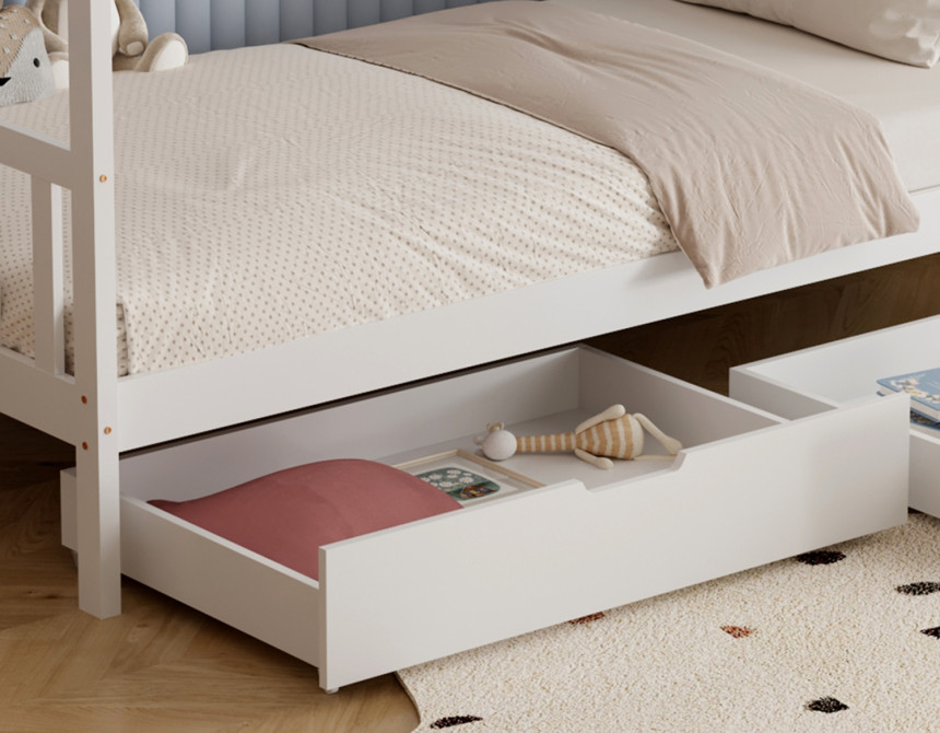 ΚΡΕΒΑΤΙ ΠΑΙΔΙΚΟ KLARICE HM680.03 τ.MONTESSORI-2 ΣΥΡΤΑΡΙΑ-ΞΥΛΟ ΠΕΥΚΟΥ ΛΕΥΚΟ-190x90εκ