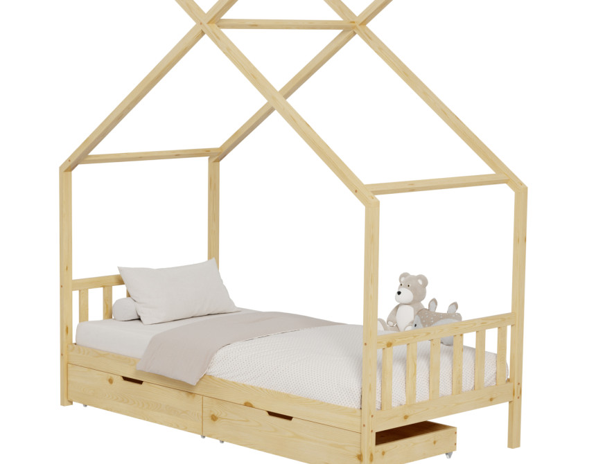 ΚΡΕΒΑΤΙ ΠΑΙΔΙΚΟ KLARICE HM680.01 τ.MONTESSORI-2 ΣΥΡΤΑΡΙΑ-ΞΥΛΟ ΠΕΥΚΟ ΦΥΣΙΚΟ-190x90εκ