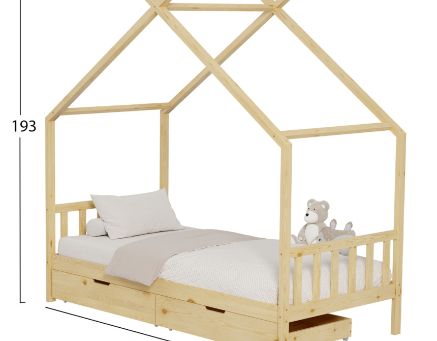 ΚΡΕΒΑΤΙ ΠΑΙΔΙΚΟ KLARICE HM680.01 τ.MONTESSORI-2 ΣΥΡΤΑΡΙΑ-ΞΥΛΟ ΠΕΥΚΟ ΦΥΣΙΚΟ-190x90εκ