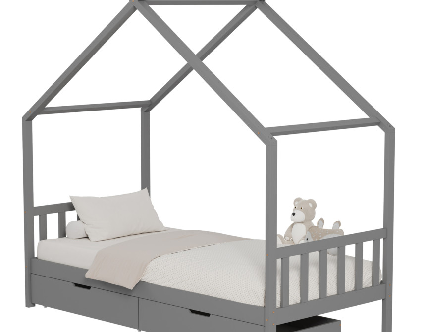 ΚΡΕΒΑΤΙ ΠΑΙΔΙΚΟ KLARICE HM680.05 τ.MONTESSORI-2 ΣΥΡΤΑΡΙΑ- ΞΥΛΟ ΠΕΥΚΟΥ ΓΚΡΙ-190x90εκ