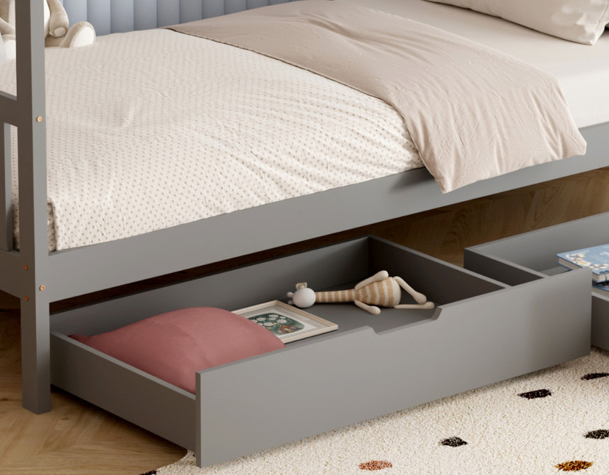 ΚΡΕΒΑΤΙ ΠΑΙΔΙΚΟ KLARICE HM680.05 τ.MONTESSORI-2 ΣΥΡΤΑΡΙΑ- ΞΥΛΟ ΠΕΥΚΟΥ ΓΚΡΙ-190x90εκ