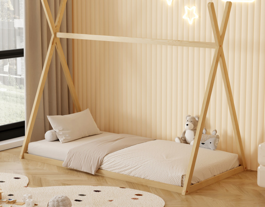 ΚΡΕΒΑΤΙ ΠΑΙΔΙΚΟ MUNK HM681.01 τ.MONTESSORI ΜΑΣΙΦ ΞΥΛΟ ΠΕΥΚΟΥ ΦΥΣΙΚΟ- 190x90εκ