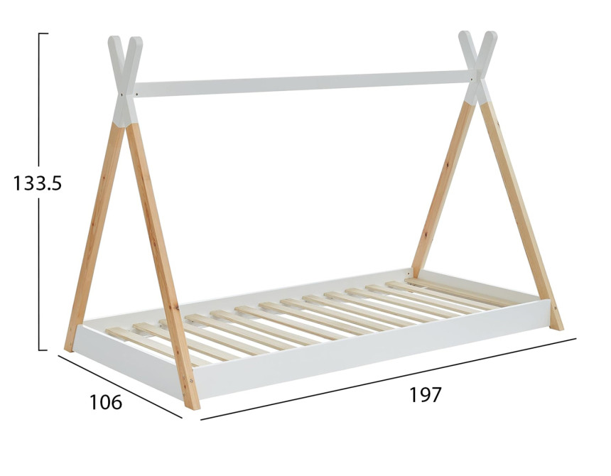 ΚΡΕΒΑΤΙ ΠΑΙΔΙΚΟ MUNK HM699.03 τ.MONTESSORI ΞΥΛΟ ΠΕΥΚΟΥ ΦΥΣΙΚΟ-ΛΕΥΚΟ- 190x90εκ