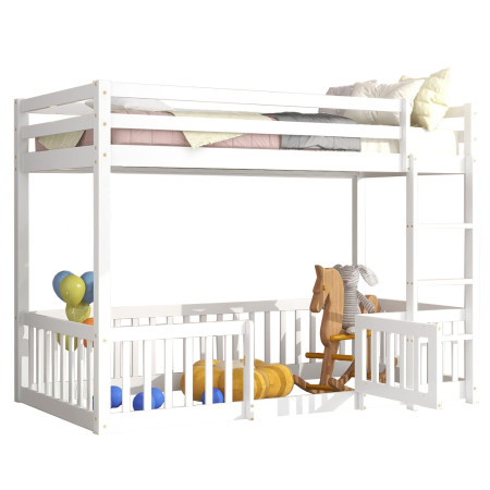 ΠΑΙΔΙΚΗ ΚΟΥΚΕΤΑ ΜΕ ΠΑΡΚΑΚΙ PLAYKID HM703.03 ΞΥΛΟ ΠΕΥΚΟΥ ΛΕΥΚΟ ΓΙΑ 190x90εκ