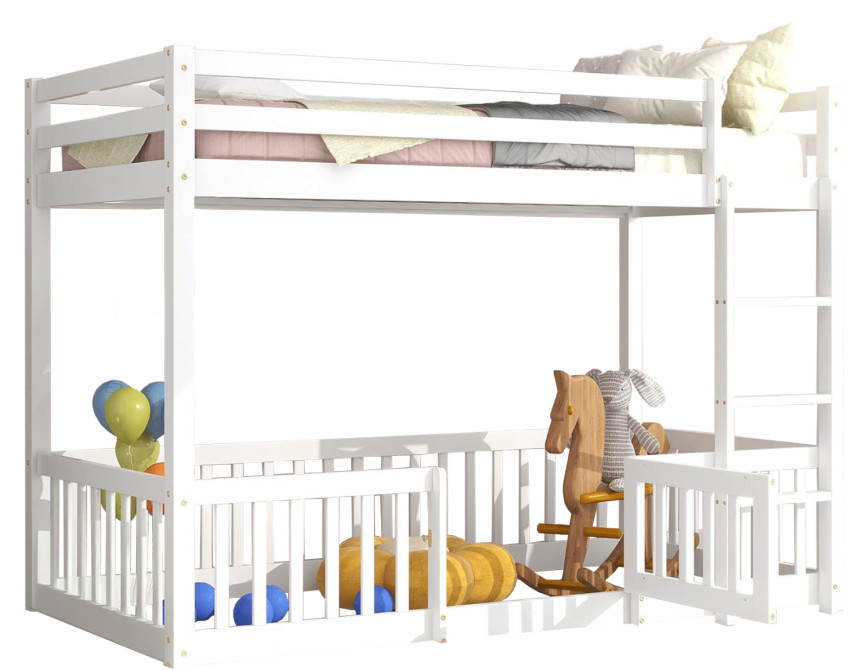 ΠΑΙΔΙΚΗ ΚΟΥΚΕΤΑ ΜΕ ΠΑΡΚΑΚΙ PLAYKID HM703.03 ΞΥΛΟ ΠΕΥΚΟΥ ΛΕΥΚΟ ΓΙΑ 190x90εκ