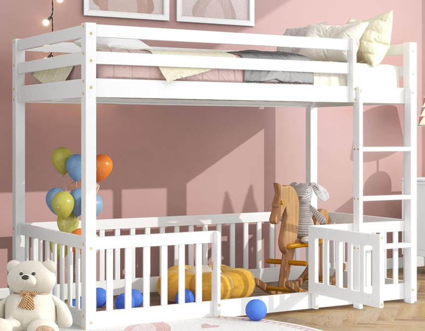 ΠΑΙΔΙΚΗ ΚΟΥΚΕΤΑ ΜΕ ΠΑΡΚΑΚΙ PLAYKID HM703.03 ΞΥΛΟ ΠΕΥΚΟΥ ΛΕΥΚΟ ΓΙΑ 190x90εκ