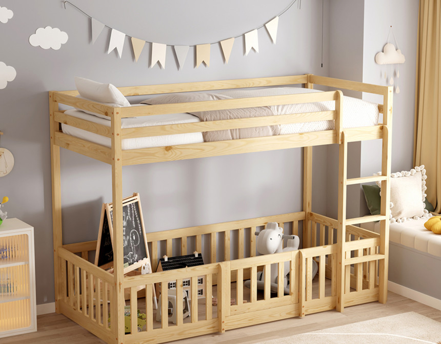 ΠΑΙΔΙΚΗ ΚΟΥΚΕΤΑ ΜΕ ΠΑΡΚΑΚΙ PLAYKID HM703.01 ΞΥΛΟ ΠΕΥΚΟΥ ΦΥΣΙΚΟ ΓΙΑ 190x90εκ