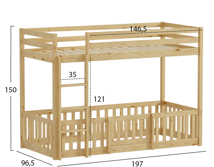 ΠΑΙΔΙΚΗ ΚΟΥΚΕΤΑ ΜΕ ΠΑΡΚΑΚΙ PLAYKID HM703.01 ΞΥΛΟ ΠΕΥΚΟΥ ΦΥΣΙΚΟ ΓΙΑ 190x90εκ