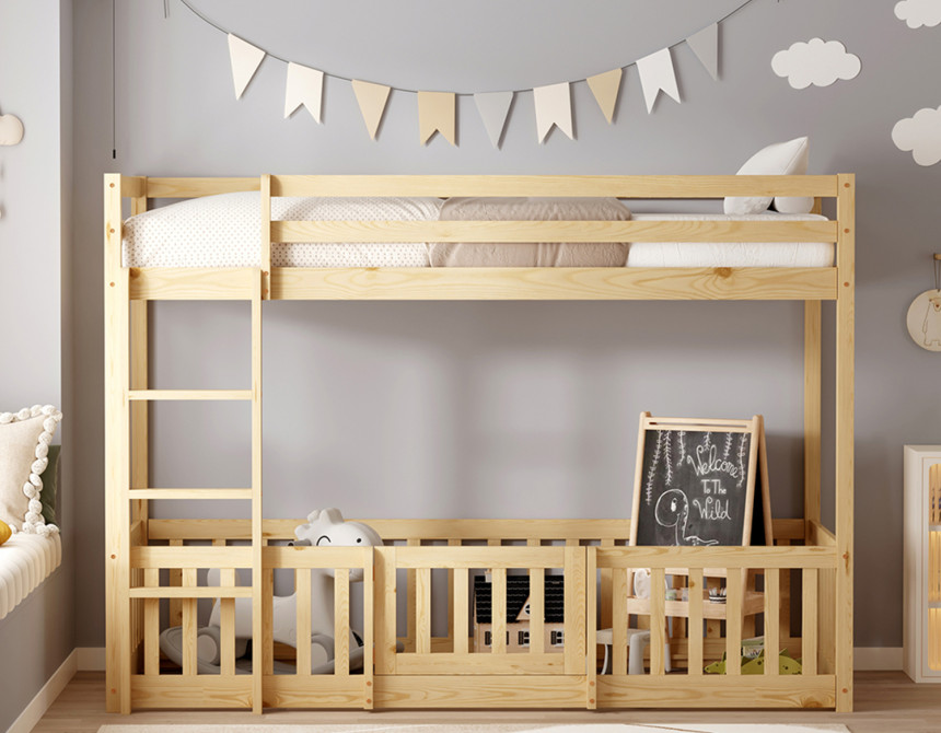 ΠΑΙΔΙΚΗ ΚΟΥΚΕΤΑ ΜΕ ΠΑΡΚΑΚΙ PLAYKID HM703.01 ΞΥΛΟ ΠΕΥΚΟΥ ΦΥΣΙΚΟ ΓΙΑ 190x90εκ