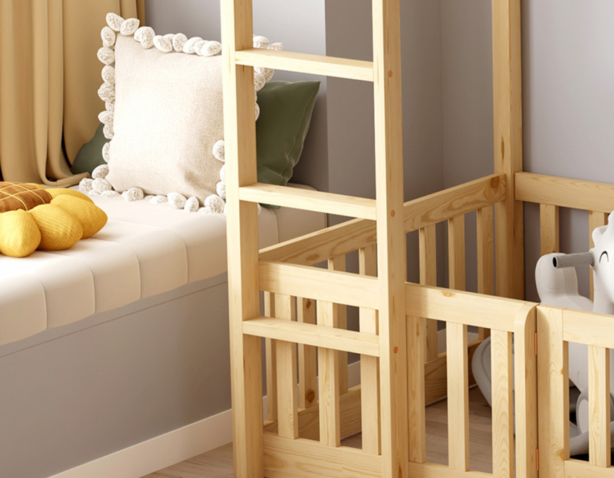 ΠΑΙΔΙΚΗ ΚΟΥΚΕΤΑ ΜΕ ΠΑΡΚΑΚΙ PLAYKID HM703.01 ΞΥΛΟ ΠΕΥΚΟΥ ΦΥΣΙΚΟ ΓΙΑ 190x90εκ