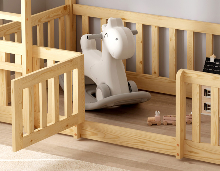 ΠΑΙΔΙΚΗ ΚΟΥΚΕΤΑ ΜΕ ΠΑΡΚΑΚΙ PLAYKID HM703.01 ΞΥΛΟ ΠΕΥΚΟΥ ΦΥΣΙΚΟ ΓΙΑ 190x90εκ