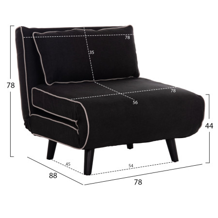 ΠΟΛΥΘΡΟΝΑ ΚΡΕΒΑΤΙ BRAXTON HM8425.03 ΜΑΥΡΟ ΥΦΑΣΜΑ 78x88x78Υεκ.