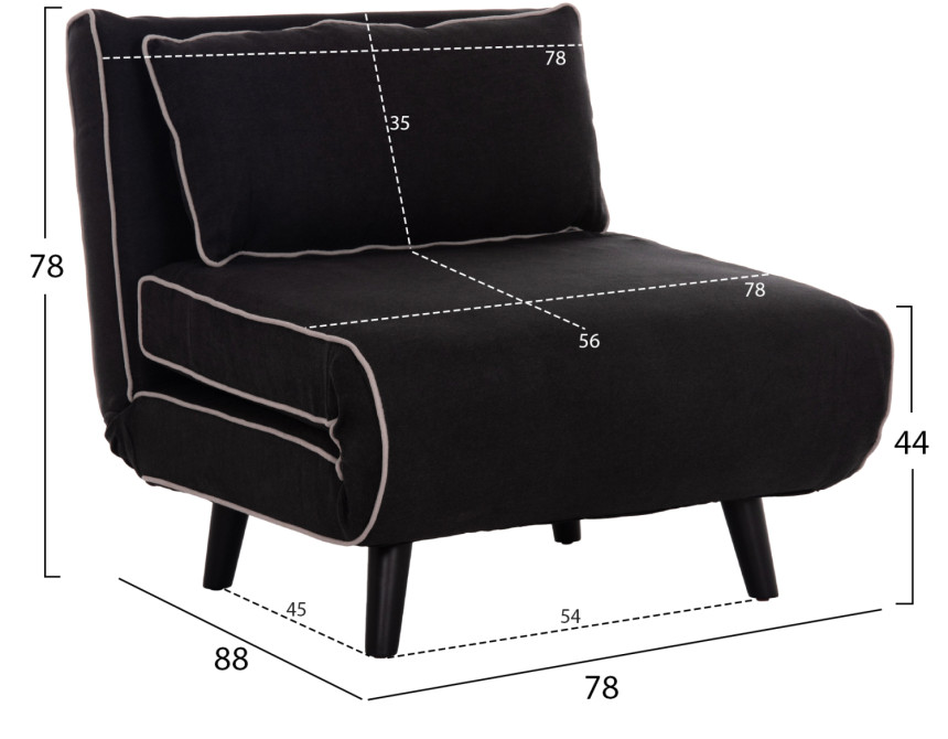 ΠΟΛΥΘΡΟΝΑ ΚΡΕΒΑΤΙ BRAXTON HM8425.03 ΜΑΥΡΟ ΥΦΑΣΜΑ 78x88x78Υεκ.