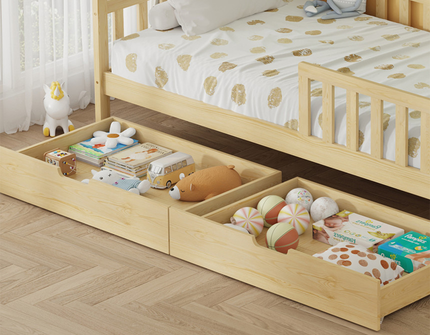 ΚΡΕΒΑΤΙ ΠΑΙΔΙΚΟ ΜΕ ΣΥΡΤΑΡΙΑ PHYLLIS HM724.01 τ.MONTESSORI ΦΥΣΙΚΟ 196x97x161Υεκ.