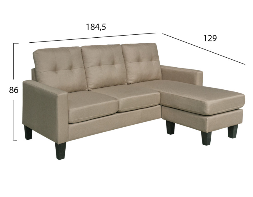 ΚΑΝΑΠΕΣ ΓΩΝΙΑ ΑΝΑΣΤΡΕΨΙΜΗ MEGGY HM3297.03 ΜΠΕΖ ΥΦΑΣΜΑ 184,5x129x86Yεκ.