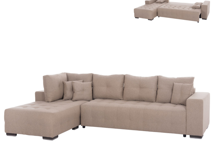 ΓΩΝΙΑΚΟΣ ΚΑΝΑΠΕΣ-ΚΡΕΒΑΤΙ ΜΕ ΑΠΟΘ.ΧΩΡΟ TRENDSTON HM3302.03L ΜΠΕΖ ΥΦΑΣΜΑ 298x177x95Υεκ