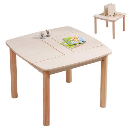ΤΡΑΠΕΖΑΚΙ ΠΑΙΔΙΚΟ ΜΕ ΑΠΟΘ.ΧΩΡΟΥΣ RICKI HM18339.01 MDF & ΣΥΜΗΔΑ ΣΕ ΦΥΣΙΚΟ 65x65x47Υεκ