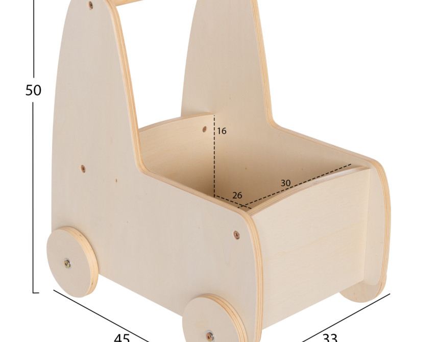 ΠΑΙΔΙΚΟ ΤΡΟΛΕΥ/ΚΑΡΟΤΣΑΚΙ RICKI HM18341.01 MDF & ΚΟΝΤΡΑΠΛΑΚΕ ΦΥΣΙΚΟ 33x45x50Υεκ