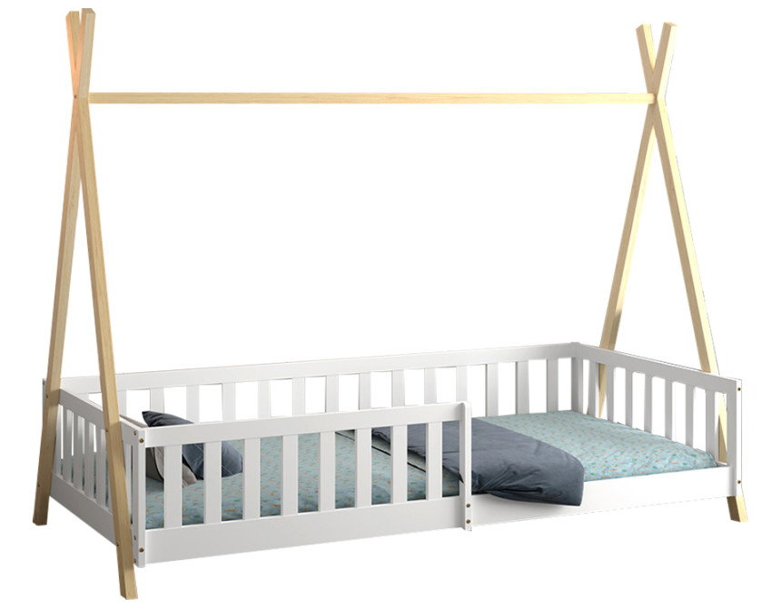 ΚΡΕΒΑΤΙ ΠΑΙΔΙΚΟ ΜΕ ΚΑΓΚΕΛΑ MUNK HM739.03 τ.MONTESSORI ΠΕΥΚΟ ΦΥΣΙΚΟ-ΛΕΥΚΟ--190x90εκ