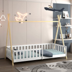 ΚΡΕΒΑΤΙ ΠΑΙΔΙΚΟ ΜΕ ΚΑΓΚΕΛΑ MUNK HM739.03 τ.MONTESSORI ΠΕΥΚΟ ΦΥΣΙΚΟ-ΛΕΥΚΟ--190x90εκ