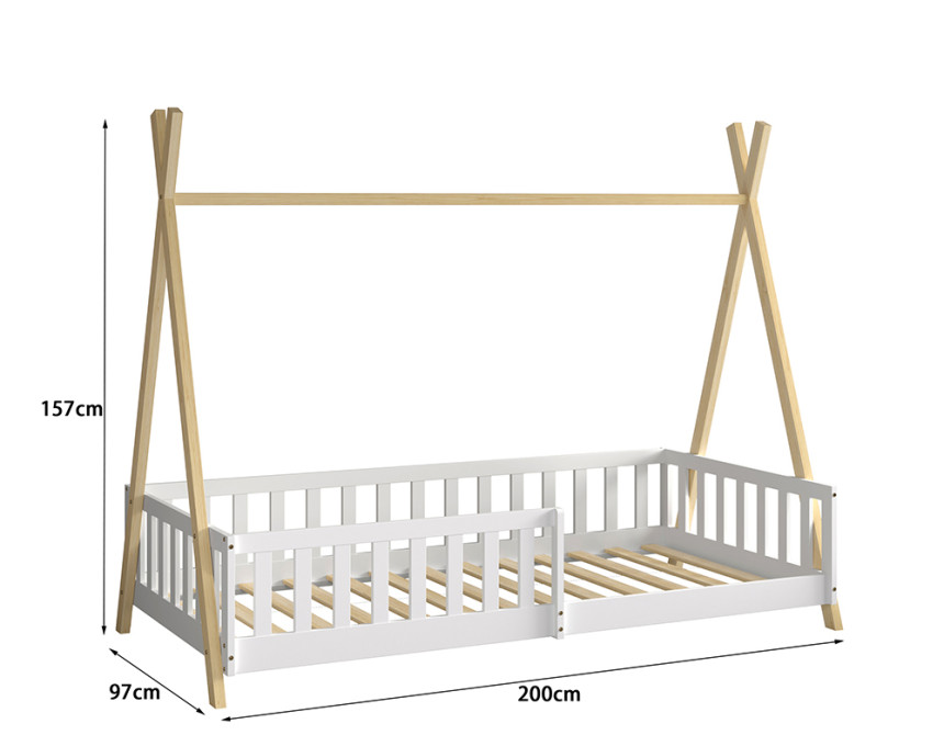 ΚΡΕΒΑΤΙ ΠΑΙΔΙΚΟ ΜΕ ΚΑΓΚΕΛΑ MUNK HM739.03 τ.MONTESSORI ΠΕΥΚΟ ΦΥΣΙΚΟ-ΛΕΥΚΟ--190x90εκ