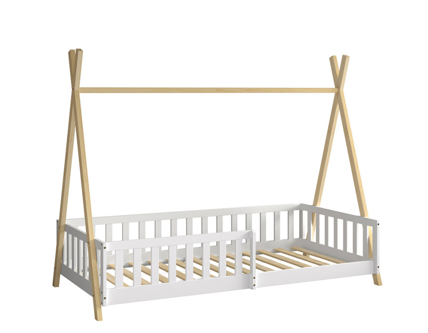 ΚΡΕΒΑΤΙ ΠΑΙΔΙΚΟ ΜΕ ΚΑΓΚΕΛΑ MUNK HM739.03 τ.MONTESSORI ΠΕΥΚΟ ΦΥΣΙΚΟ-ΛΕΥΚΟ--190x90εκ