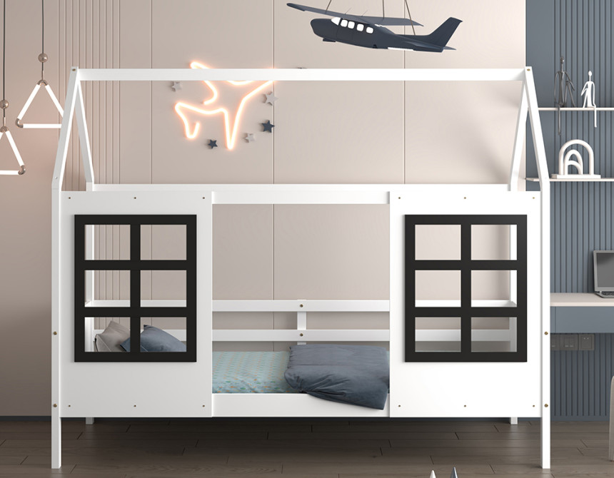 ΠΑΙΔΙΚΟ ΚΡΕΒΑΤΙ τ.MONTESSORI DOMER HM742.01 ΞΥΛΟ ΠΕΥΚΟΥ ΛΕΥΚΟ--ΓΙΑ 90x190εκ