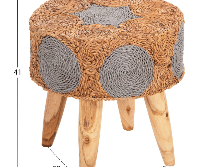 ΣΚΑΜΠΟ BEAM HM7826 ΞΥΛΟ ΤΕΑΚ ΚΑΙ SEAGRASS ΣΕ ΦΥΣΙΚΟ & ΓΚΡΙ Φ43x45Yεκ.