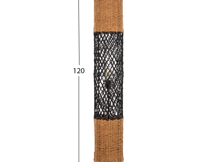 ΦΩΤΙΣΤΙΚΟ ΔΑΠΕΔΟΥ HM4342 ΜΕΤΑΛΛΟ-PAPER ROPE ΣΕ ΜΠΕΖ ΑΜΜΟΥ-ΜΑΥΡΟ Φ20X120Υεκ.