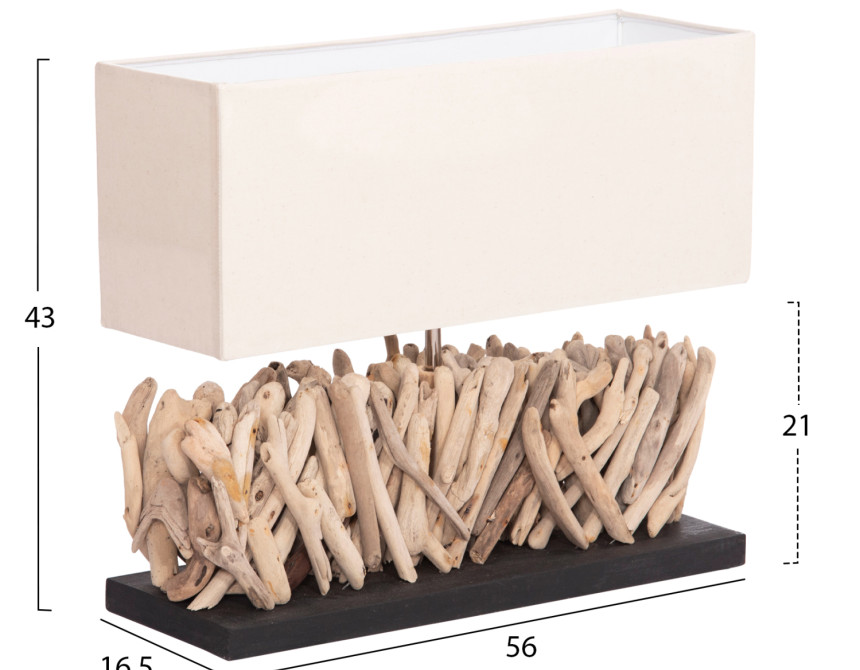ΕΠΙΤΡΑΠΕΖΙΟ ΟΡΘΟΓΩΝΙΟ ΦΩΤΙΣΤΙΚΟ TWIGGY HM4434 DRIFTWOOD & ΛΕΥΚΟ ΚΑΠΕΛΟ 56x16.5x43Υεκ.