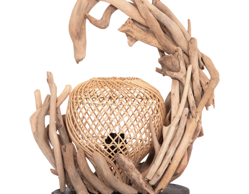 ΕΠΙΤΡΑΠΕΖΙΟ ΔΙΑΚΟΣΜΗΤΙΚΟ ΦΩΤΙΣΤΙΚΟ ASHIN HM4438 DRIFTWOOD--RATTAN 30x30x49Υεκ.